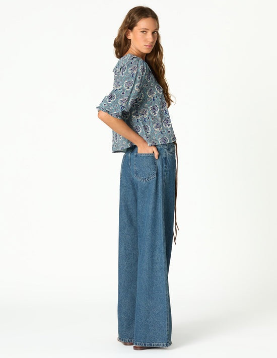 BUTTON-UP BLUE DENIM PANTS