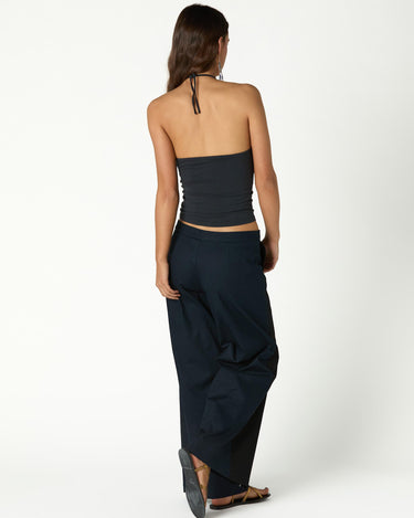 ANTHRACITE RUCHED HALTER TOP