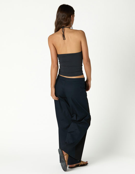 ANTHRACITE RUCHED HALTER TOP