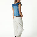 BLUE DENIM PATCHWORK TOP
