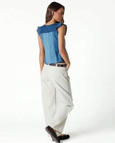 BLUE DENIM PATCHWORK TOP
