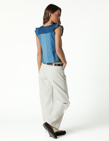 BLUE DENIM PATCHWORK TOP
