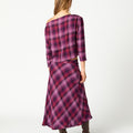 FALDA CUADROS MIDI PLUM