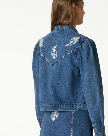 EMBROIDERED DENIM JACKET BLUE