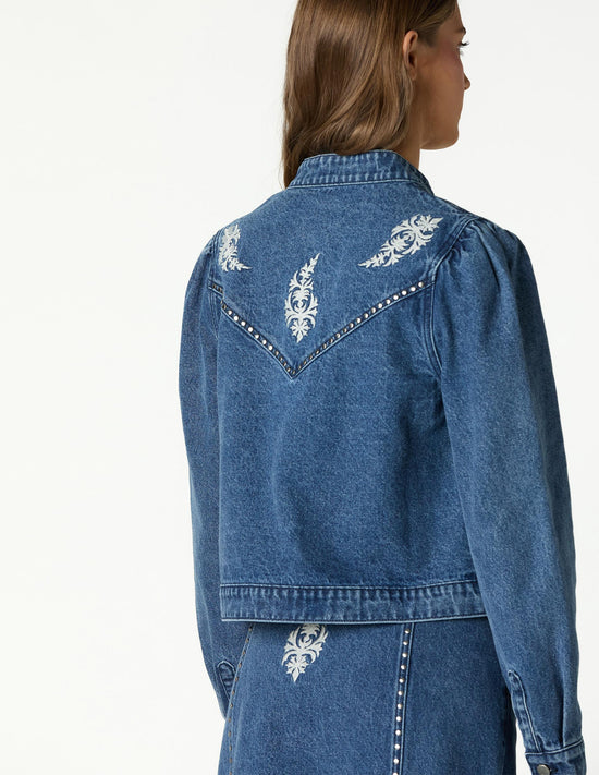 EMBROIDERED DENIM JACKET BLUE