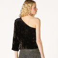 EMBROIDERED VELVET ASYMMETRICAL TOP