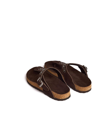 RHOMBUS STUD SANDAL BROWN
