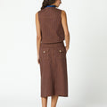 BROWN STRIPED DENIM VEST