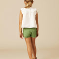 GREEN DENIM SHORTS