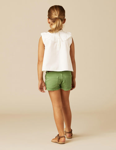 GREEN DENIM SHORTS