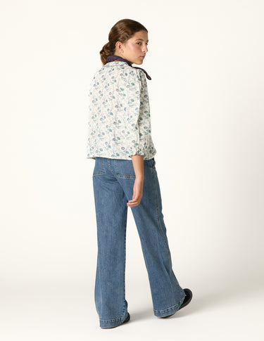BRIGHT FLOWERS BLUE SHIRT