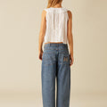 EMBROIDERED BUTTERFLY BLUE TROUSERS