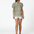 GREEN STITCHING FLORAL PRINT SHIRT