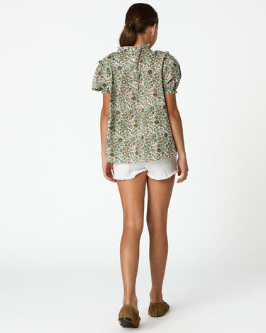 GREEN STITCHING FLORAL PRINT SHIRT