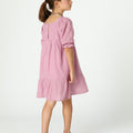 PUFF SLEEVE PIN TUCK DRESS PINK