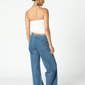 BLUE PAISLEY DENIM JEANS