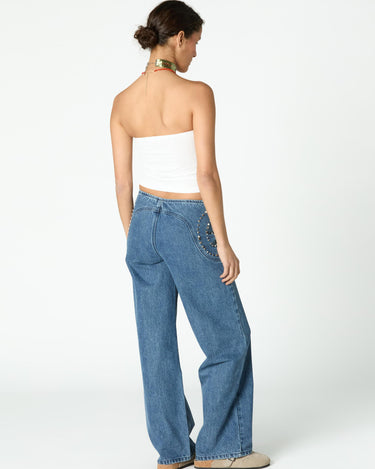 BLUE PAISLEY DENIM JEANS