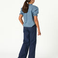 BLUE STRIPED DENIM TROUSERS