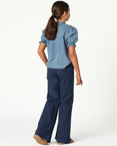 BLUE STRIPED DENIM TROUSERS