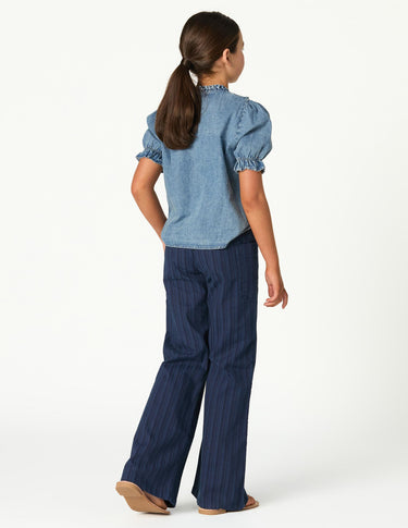 BLUE STRIPED DENIM TROUSERS