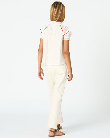 PICOTING SLEEVE SHIRT WHITE