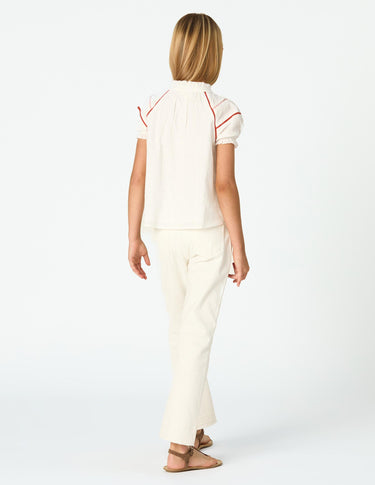 PICOTING SLEEVE SHIRT WHITE