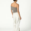 ASYMMETRIC RUCHED TOP GREY