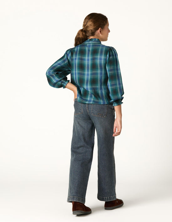 BLUE CHECK EMBROIDERED SHIRT