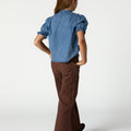 BROWN STRIPED DENIM TROUSERS