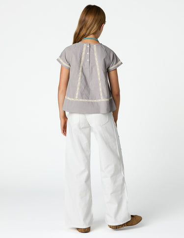 GRAY LACE SHORT SLEEVE SHIRT