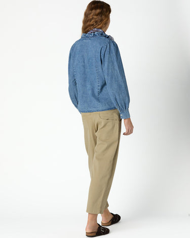 RUFFLE DENIM SHIRT