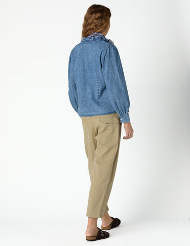 RUFFLE DENIM SHIRT