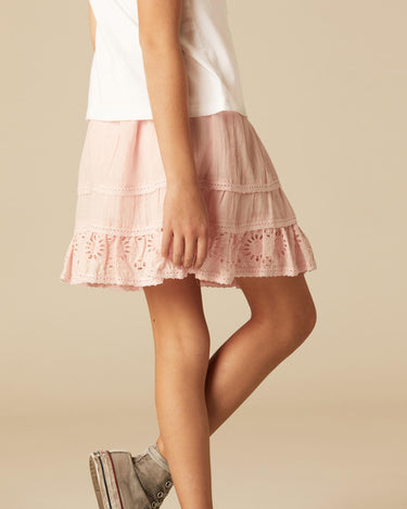 PINK LACE FLORAL SKIRT