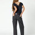 DENIM STUD BELT LOOP ANTHRACITE