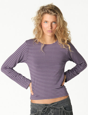 PURPLE STRIPED T-SHIRT