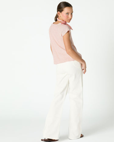 WHITE DENIM PANTS WITH POCKETS
