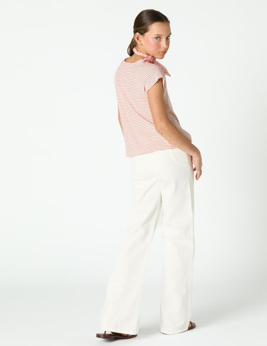 WHITE DENIM PANTS WITH POCKETS