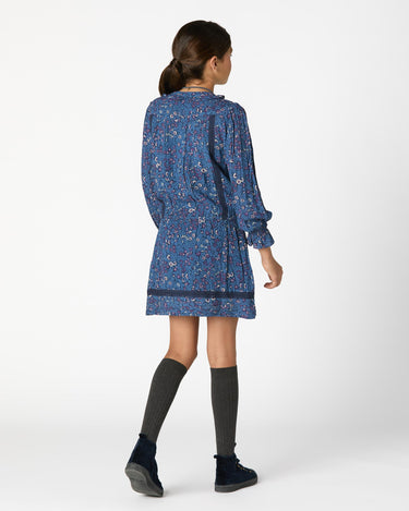 VESTIDO VOLANTE NIGHT GARDEN BLUE