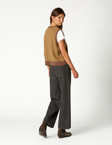 CHALECO PUNTO MIX MARRON