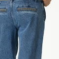 EMBROIDERED BLUE DENIM PANTS