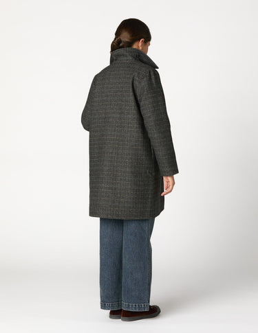 GREY PLAID V-NECK COAT
