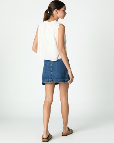 BLUE DENIM BUTTON SKIRT