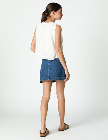 BLUE DENIM BUTTON SKIRT