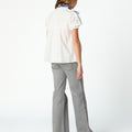 WHITE LACE AND DRAWSTRING SHIRT
