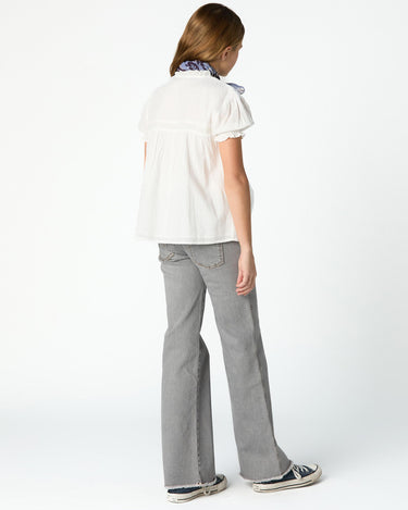 WHITE LACE AND DRAWSTRING SHIRT