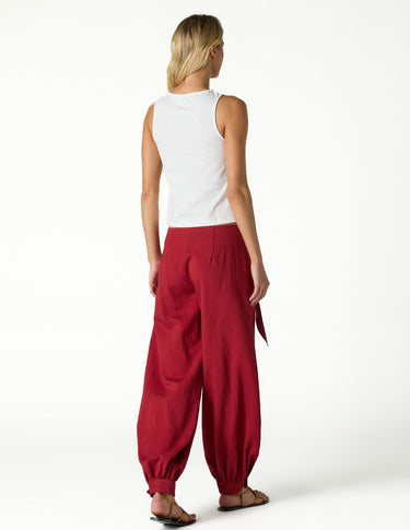 RED TIED HAREM TROUSERS