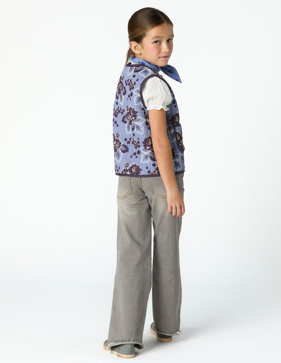 VINTAGE PRINT ANILINE BLUE VEST