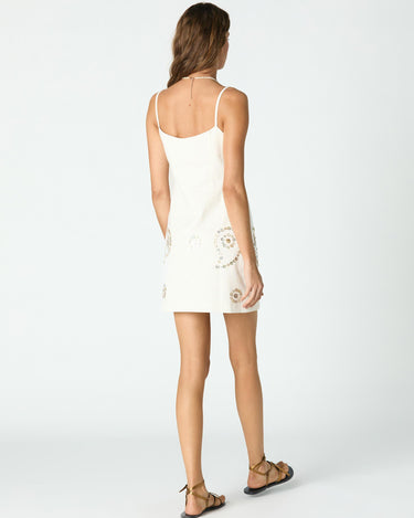 EMBROIDERED DRESS WITH BUTTONS ECRU