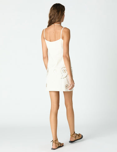 EMBROIDERED DRESS WITH BUTTONS ECRU
