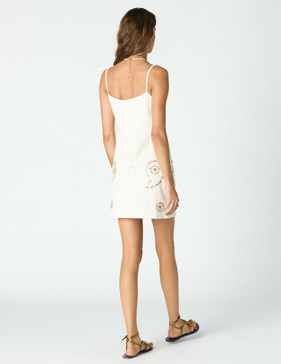 EMBROIDERED DRESS WITH BUTTONS ECRU